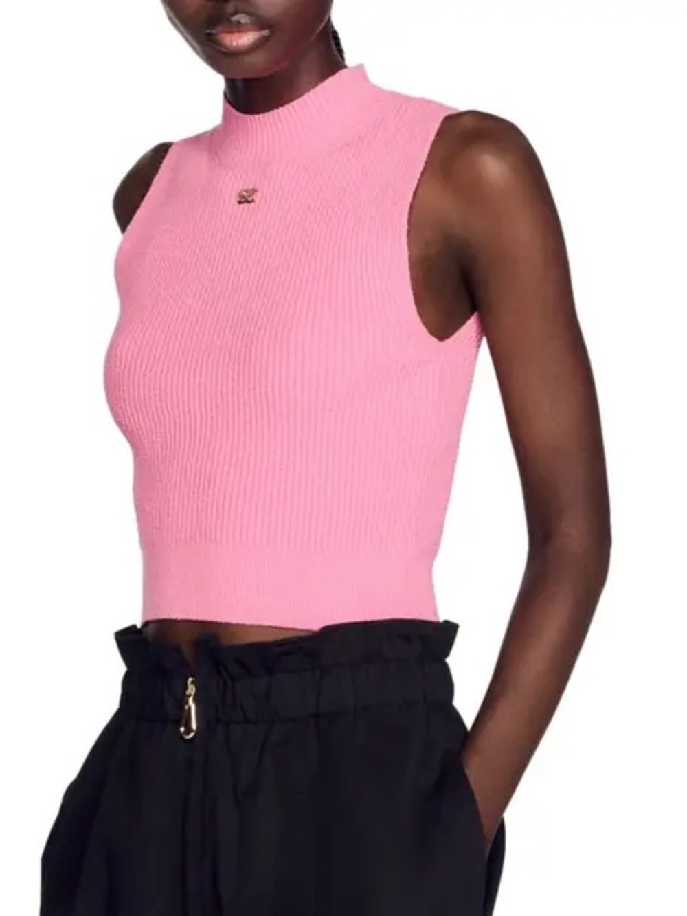 Sandro Sagan Mock Neck Rib Tank